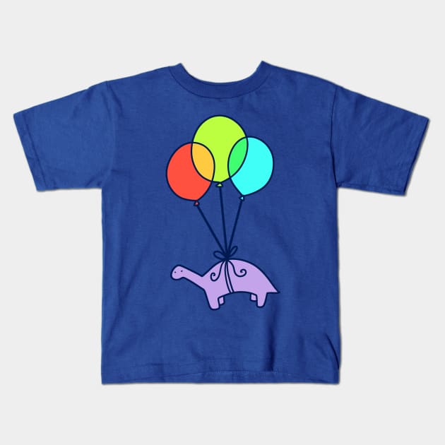 Balloon Dinosaur Kids T-Shirt by saradaboru